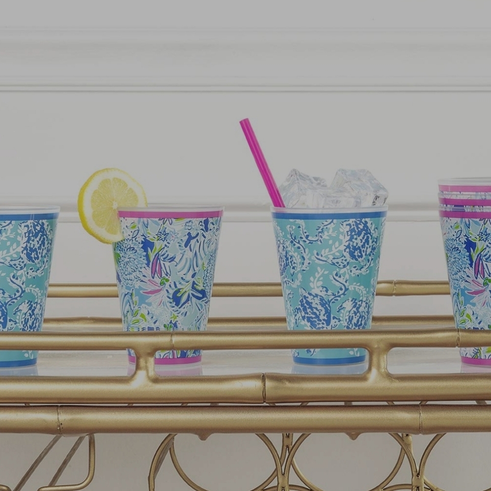 Lilly Pulitzer Pool Cups, Set of 6, 14 oz, Lion Around - Picture 3 of 6